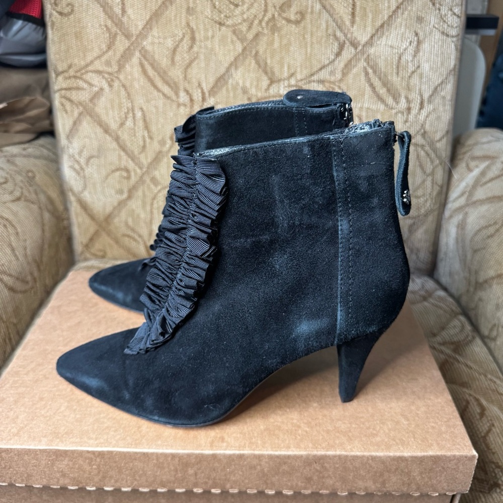 Anne Fontaine Suede Grosgrain‎ Trim Lace-Up Boots Size EU 40 Excellent!